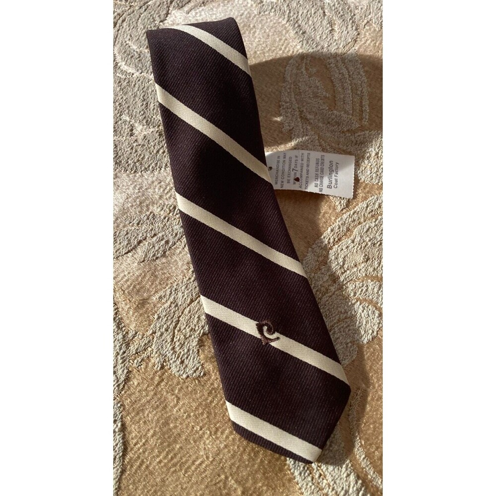 Vintage 70s Necktie 1970s Pierre Cardin Brown Stripe Retro Classic Short Tie